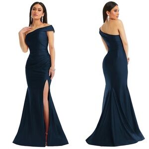 CYNTHIA & SAHAR LUZ CS107 ONE-SHOULDER DRESS MIDNIGHT NAVY BLUE NEW NWT XXL